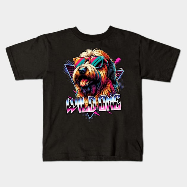 Wild One Briard Dog Kids T-Shirt by Miami Neon Designs